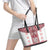Ukraine Leather Tote Bag Traditional Braided Rope Belt Red Folk Pattern