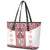 Ukraine Leather Tote Bag Traditional Braided Rope Belt Red Folk Pattern