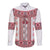 Ukraine Long Sleeve Button Shirt Traditional Braided Rope Belt Red Folk Pattern