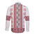 Ukraine Long Sleeve Button Shirt Traditional Braided Rope Belt Red Folk Pattern