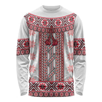 Ukraine Long Sleeve Shirt Traditional Braided Rope Belt Red Folk Pattern