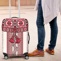 Ukraine Luggage Cover Traditional Braided Rope Belt Red Folk Pattern