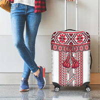 Ukraine Luggage Cover Traditional Braided Rope Belt Red Folk Pattern