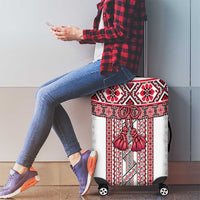 Ukraine Luggage Cover Traditional Braided Rope Belt Red Folk Pattern
