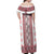 Ukraine Off Shoulder Maxi Dress Traditional Braided Rope Belt Red Folk Pattern