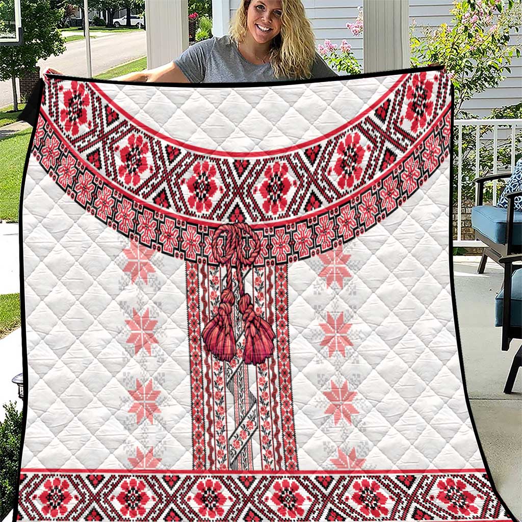 Ukraine Quilt Traditional Braided Rope Belt Red Folk Pattern