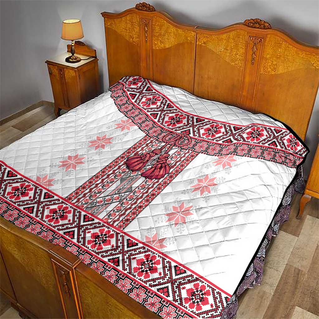 Ukraine Quilt Traditional Braided Rope Belt Red Folk Pattern