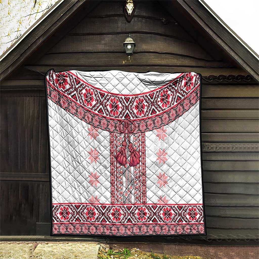Ukraine Quilt Traditional Braided Rope Belt Red Folk Pattern
