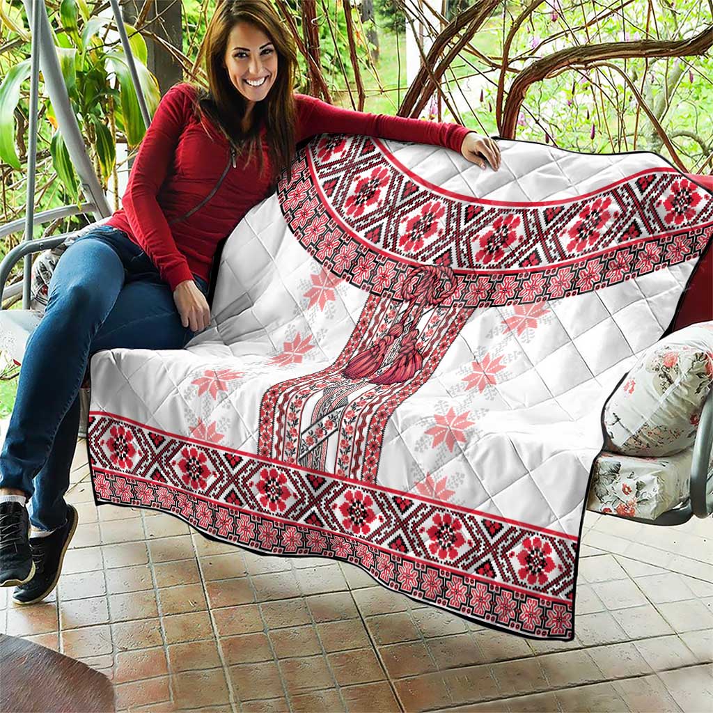 Ukraine Quilt Traditional Braided Rope Belt Red Folk Pattern
