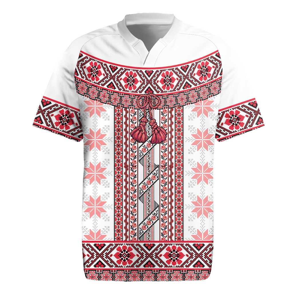 Ukraine Rugby Jersey Traditional Braided Rope Belt Red Folk Pattern