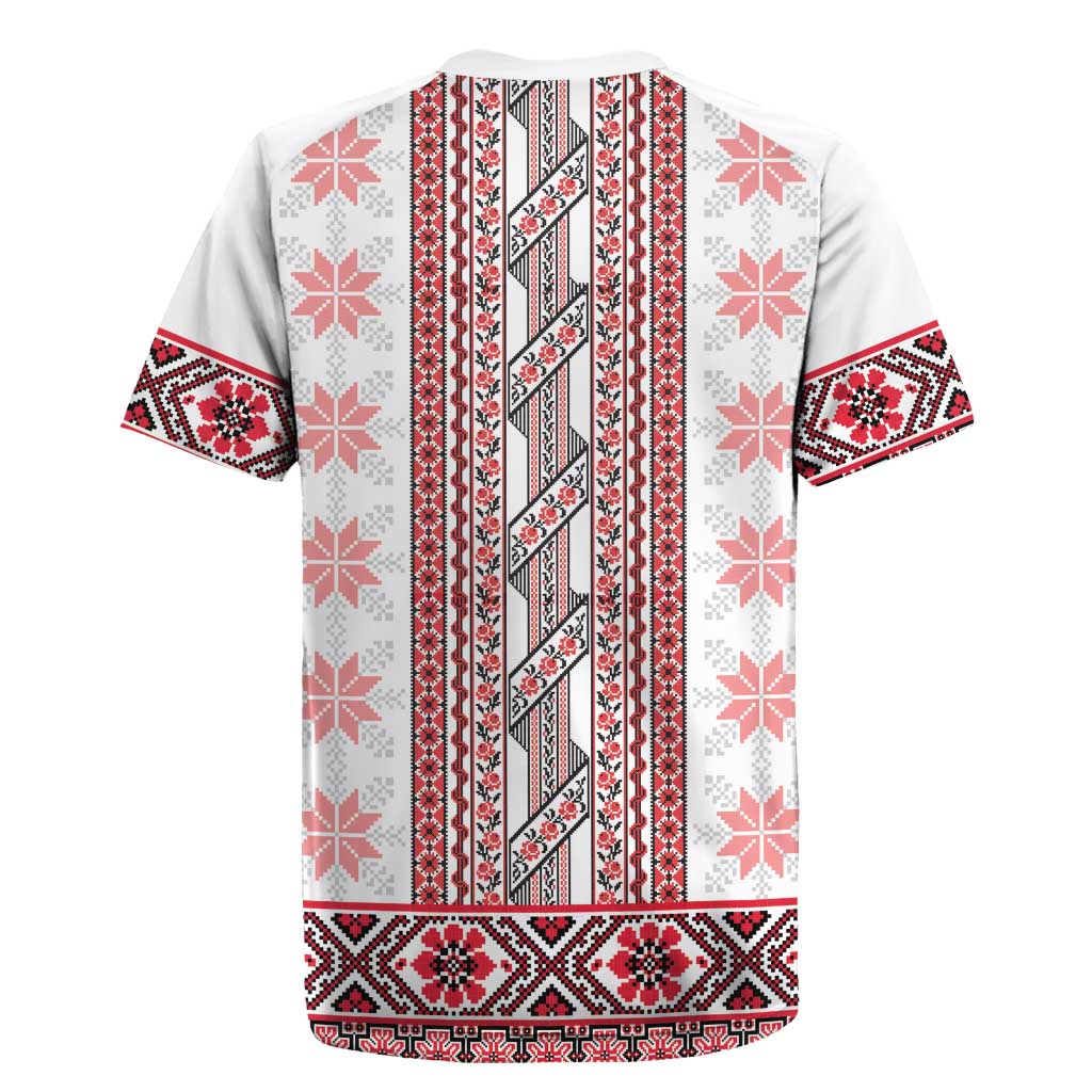 Ukraine Rugby Jersey Traditional Braided Rope Belt Red Folk Pattern