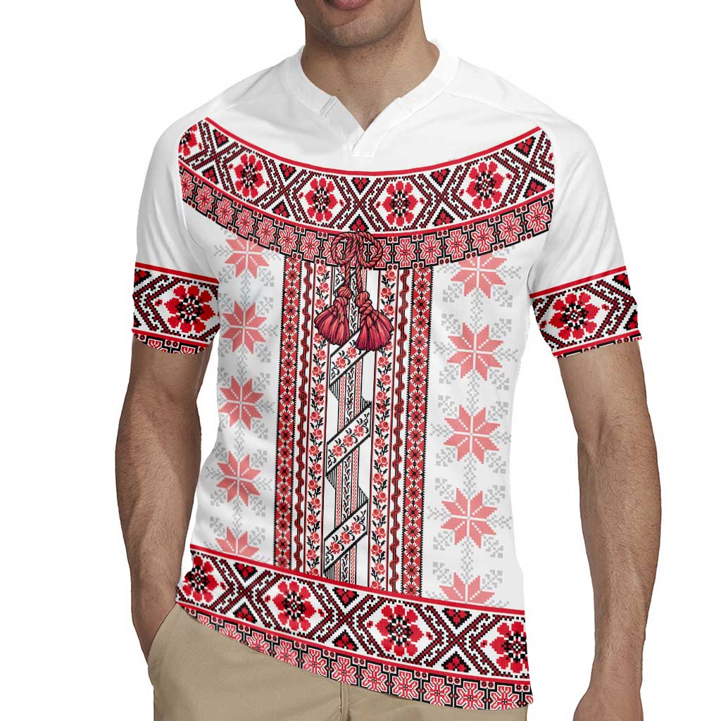 Ukraine Rugby Jersey Traditional Braided Rope Belt Red Folk Pattern