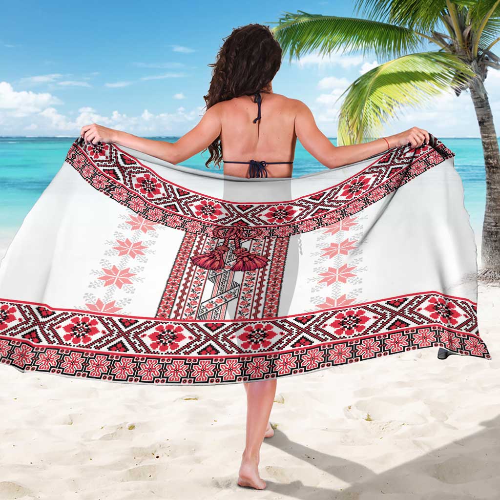Ukraine Sarong Traditional Braided Rope Belt Red Folk Pattern