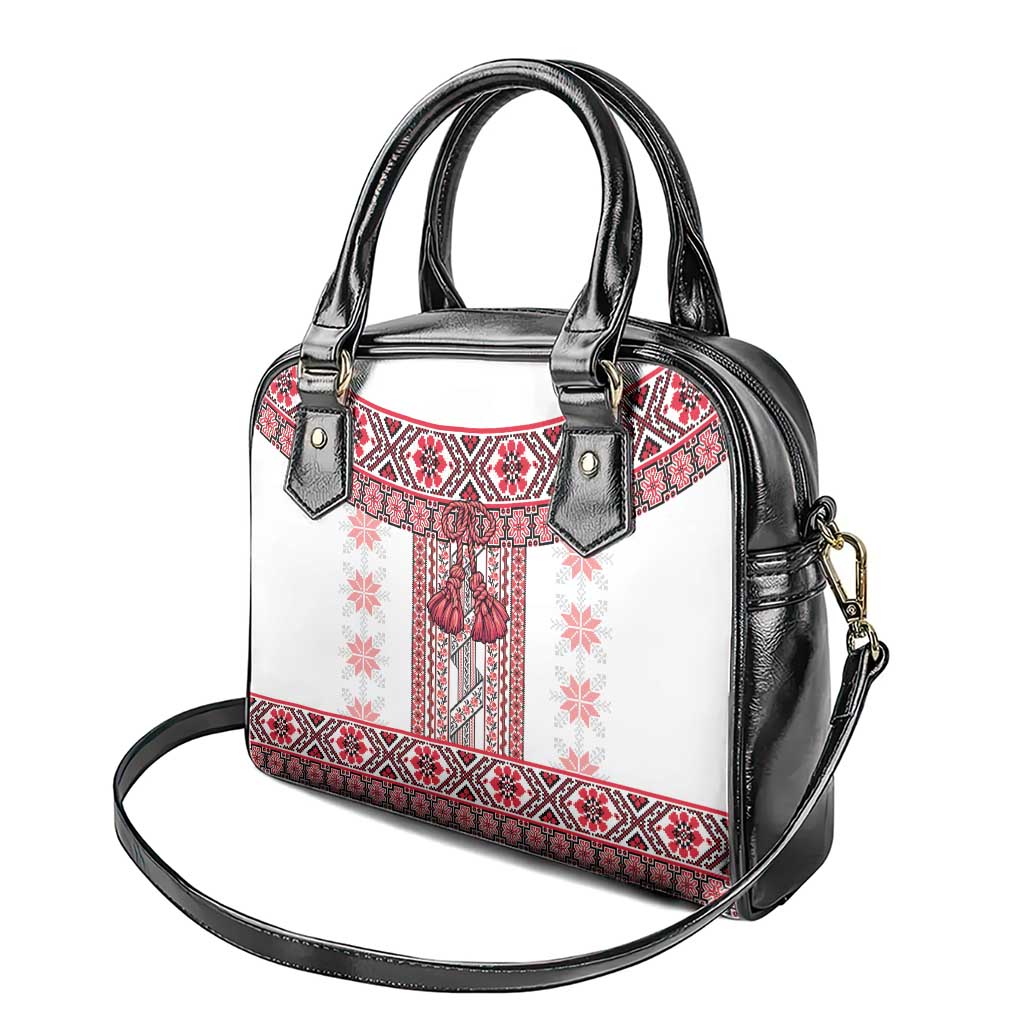 Ukraine Shoulder Handbag Traditional Braided Rope Belt Red Folk Pattern