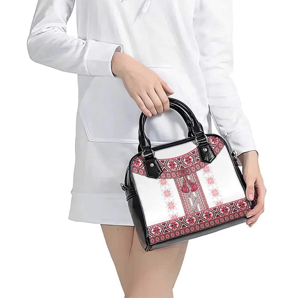 Ukraine Shoulder Handbag Traditional Braided Rope Belt Red Folk Pattern