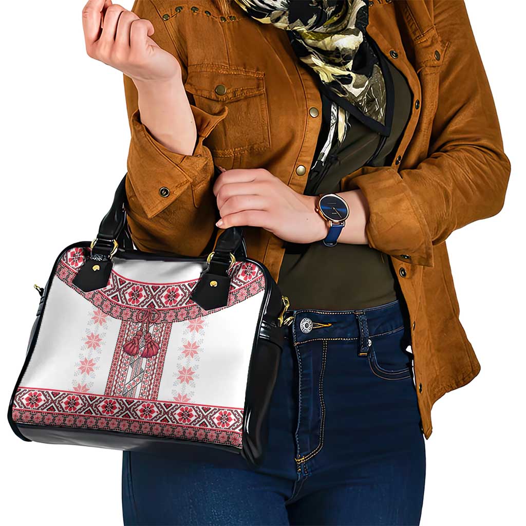 Ukraine Shoulder Handbag Traditional Braided Rope Belt Red Folk Pattern