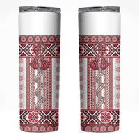 Ukraine Skinny Tumbler Traditional Braided Rope Belt Red Folk Pattern
