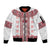 Ukraine Sleeve Zip Bomber Jacket Traditional Braided Rope Belt Red Folk Pattern