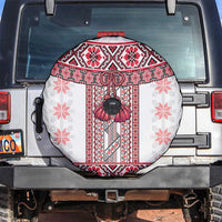 Ukraine Spare Tire Cover Traditional Braided Rope Belt Red Folk Pattern