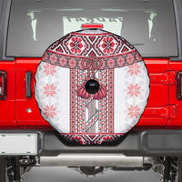 Ukraine Spare Tire Cover Traditional Braided Rope Belt Red Folk Pattern