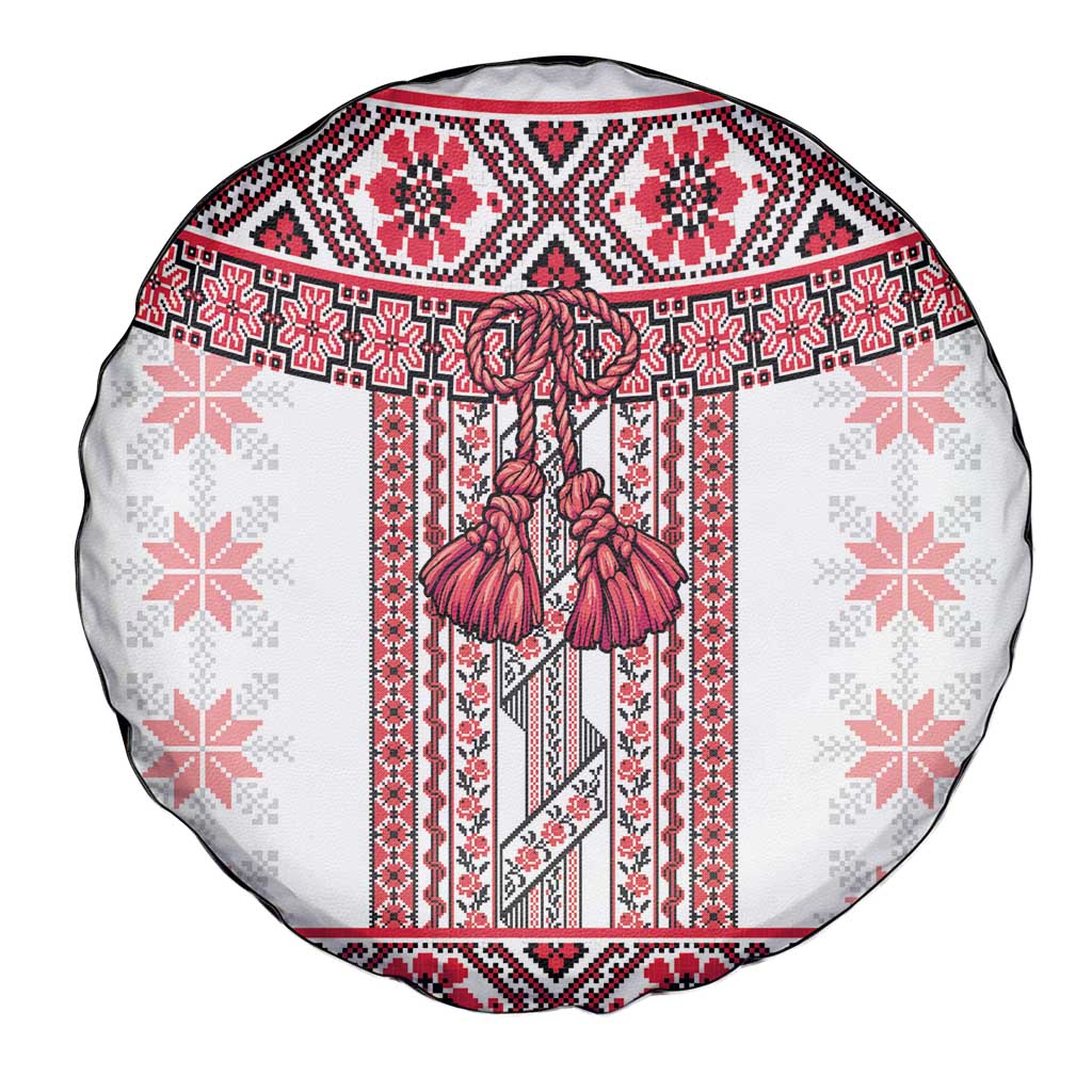 Ukraine Spare Tire Cover Traditional Braided Rope Belt Red Folk Pattern