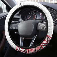 Ukraine Steering Wheel Cover Traditional Braided Rope Belt Red Folk Pattern