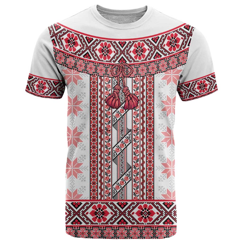 Ukraine T Shirt Traditional Braided Rope Belt Red Folk Pattern