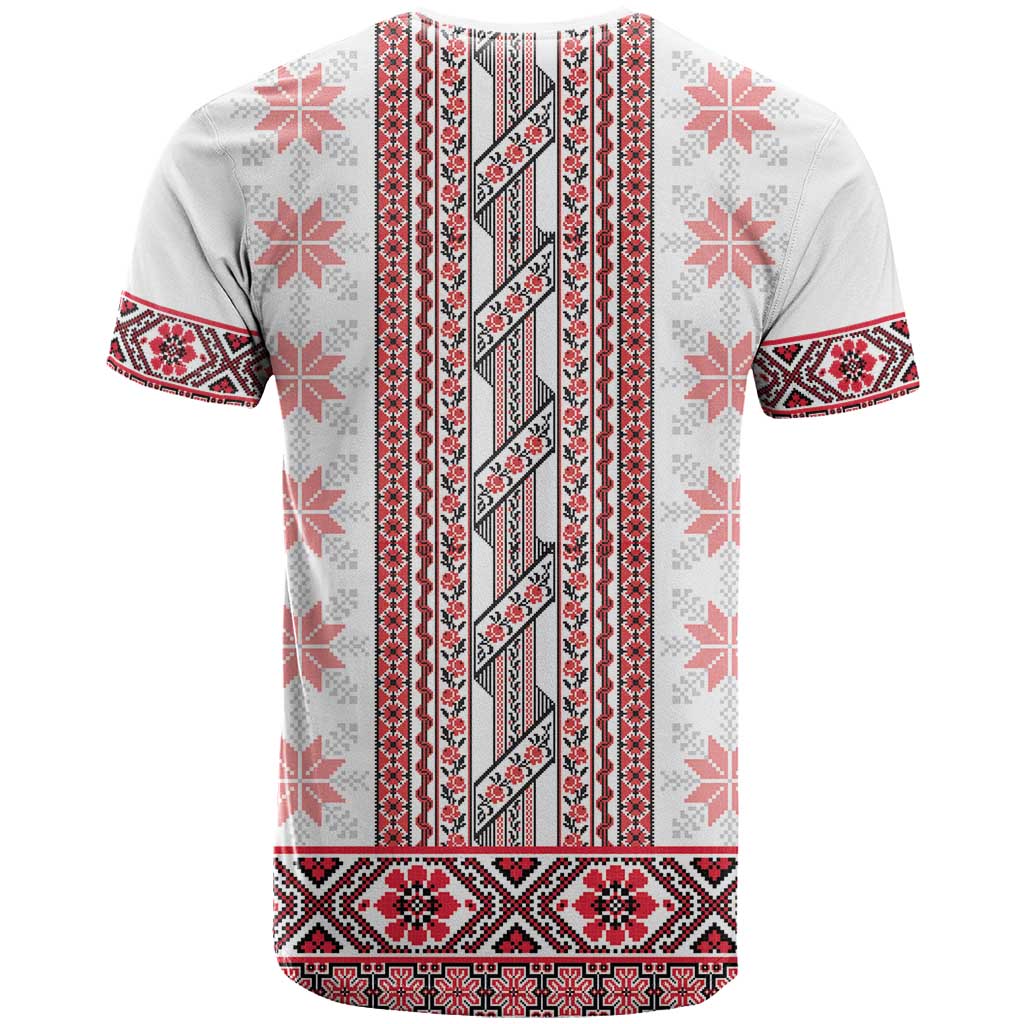 Ukraine T Shirt Traditional Braided Rope Belt Red Folk Pattern