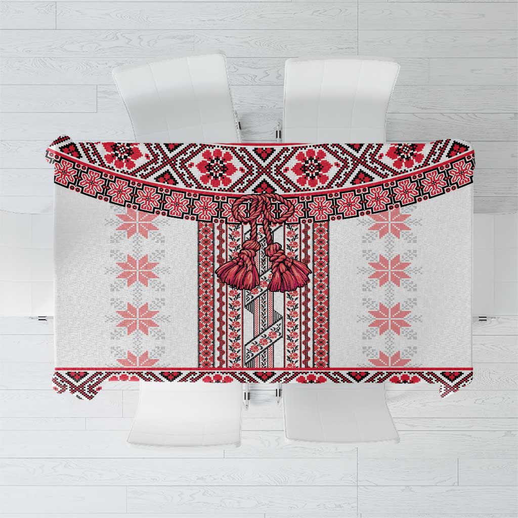 Ukraine Tablecloth Traditional Braided Rope Belt Red Folk Pattern