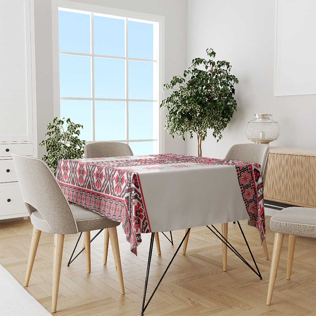 Ukraine Tablecloth Traditional Braided Rope Belt Red Folk Pattern