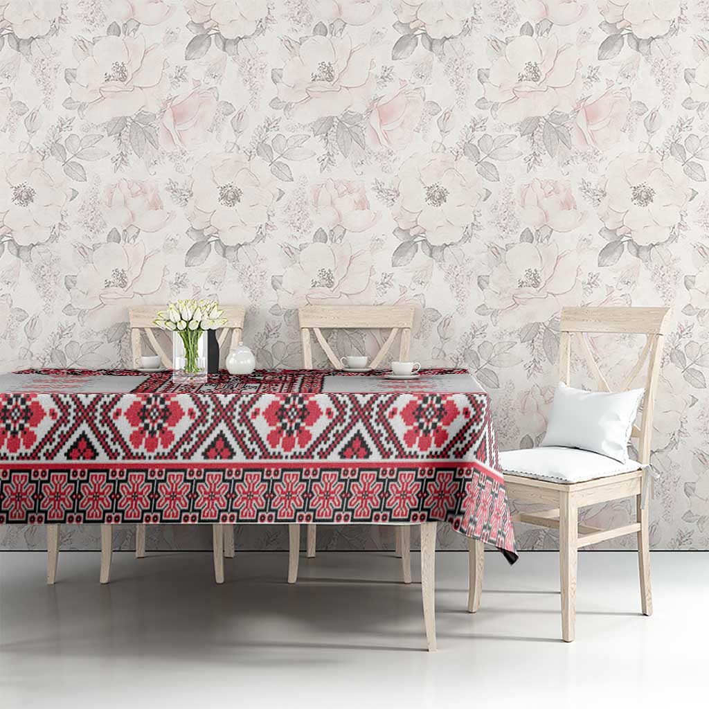 Ukraine Tablecloth Traditional Braided Rope Belt Red Folk Pattern