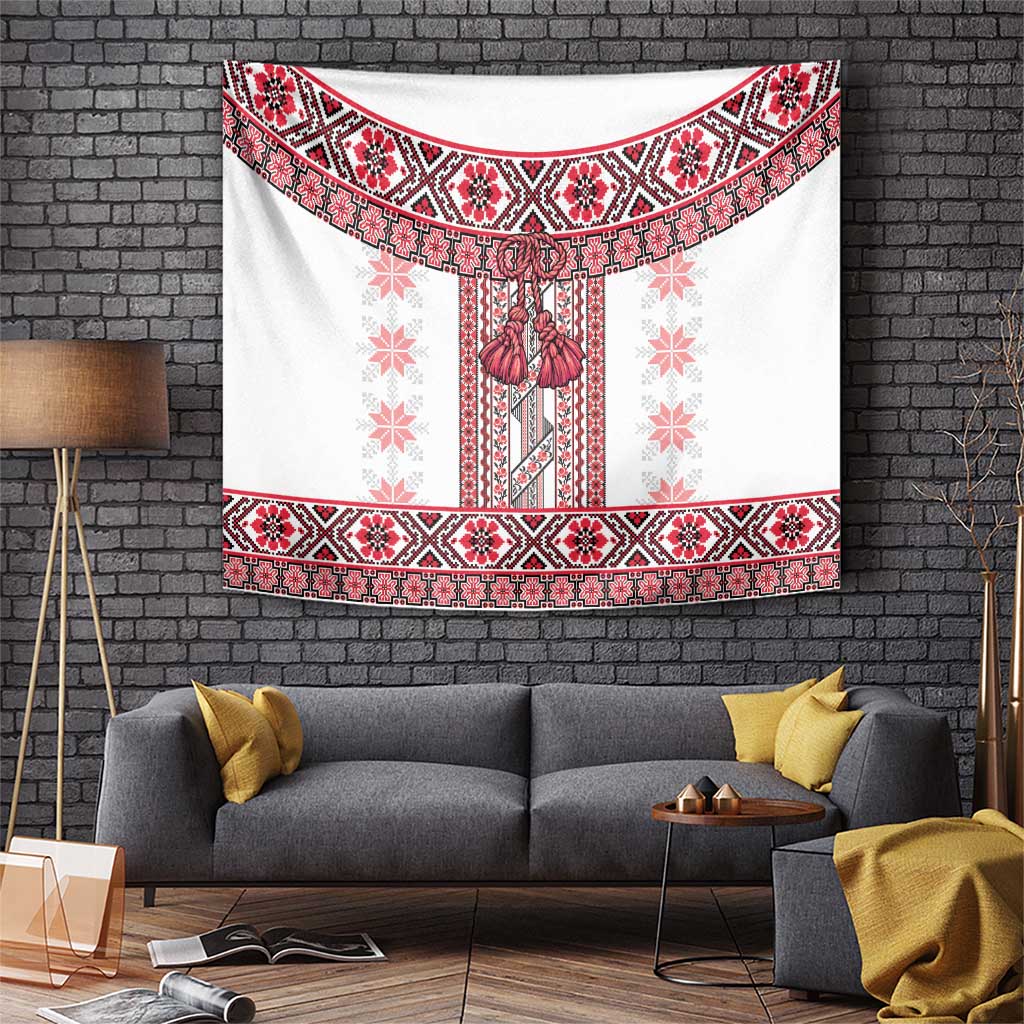 Ukraine Tapestry Traditional Braided Rope Belt Red Folk Pattern
