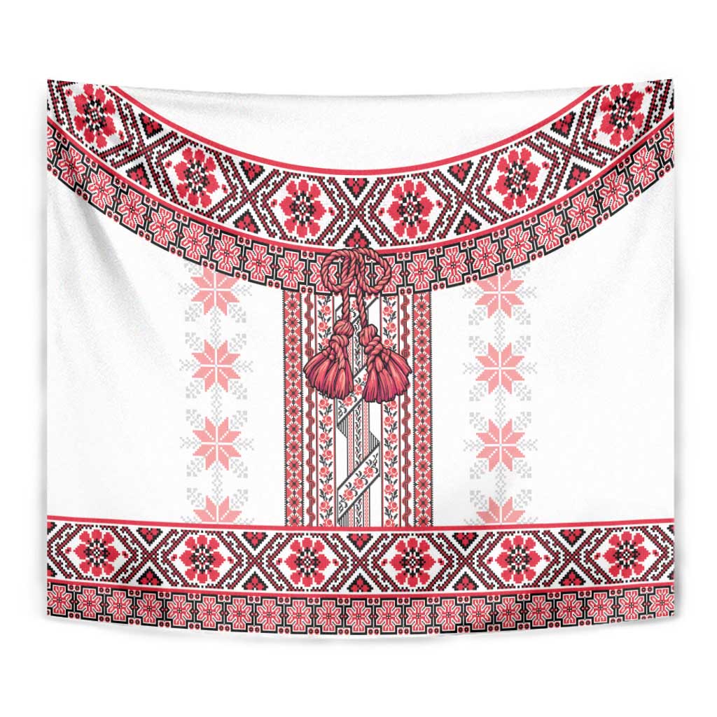 Ukraine Tapestry Traditional Braided Rope Belt Red Folk Pattern