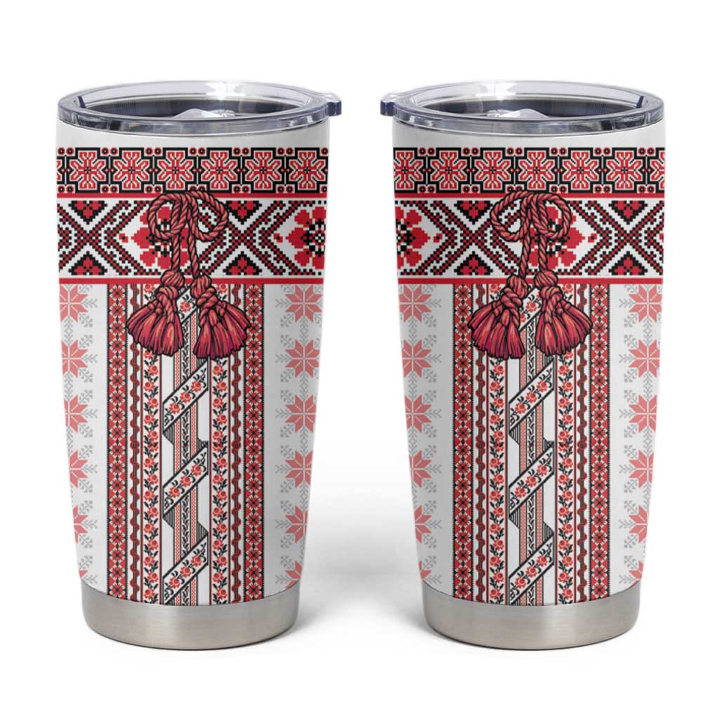 Ukraine Tumbler Cup Traditional Braided Rope Belt Red Folk Pattern
