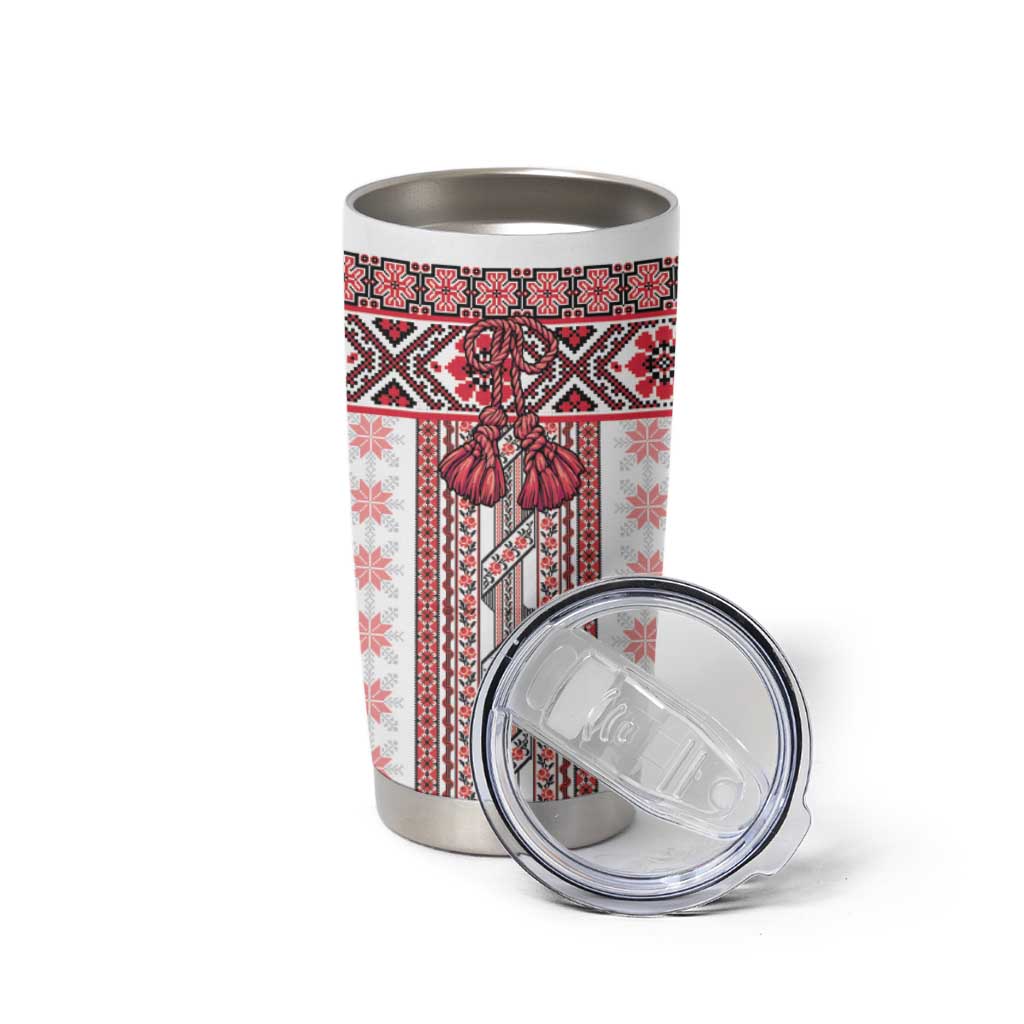 Ukraine Tumbler Cup Traditional Braided Rope Belt Red Folk Pattern
