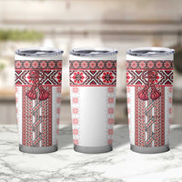 Ukraine Tumbler Cup Traditional Braided Rope Belt Red Folk Pattern