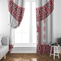 Ukraine Window Curtain Traditional Braided Rope Belt Red Folk Pattern