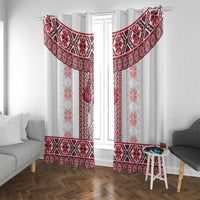 Ukraine Window Curtain Traditional Braided Rope Belt Red Folk Pattern
