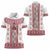 Ukraine Women Polo Shirt Traditional Braided Rope Belt Red Folk Pattern
