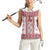 Ukraine Women Sleeveless Polo Shirt Traditional Braided Rope Belt Red Folk Pattern