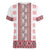 Ukraine Women V-Neck T-Shirt Traditional Braided Rope Belt Red Folk Pattern