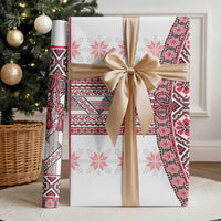 Ukraine Wrapping Paper Traditional Braided Rope Belt Red Folk Pattern - Wonder Print Shop