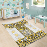 Ukraine Area Rug Traditional Braided Rope Belt Yellow Folk Pattern