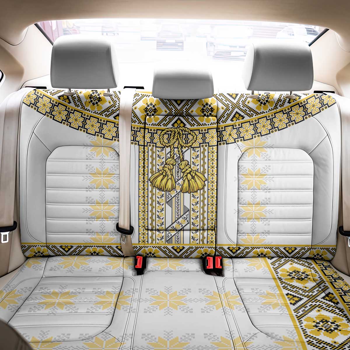 Ukraine Back Car Seat Cover Traditional Braided Rope Belt Yellow Folk Pattern