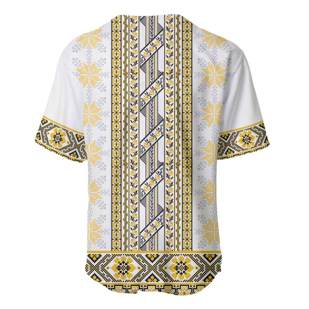 Ukraine Baseball Jersey Traditional Braided Rope Belt Yellow Folk Pattern