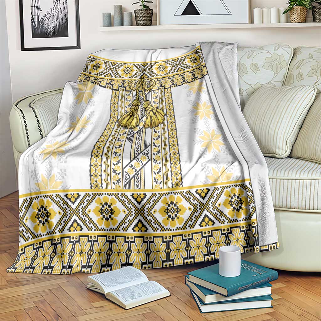 Ukraine Blanket Traditional Braided Rope Belt Yellow Folk Pattern