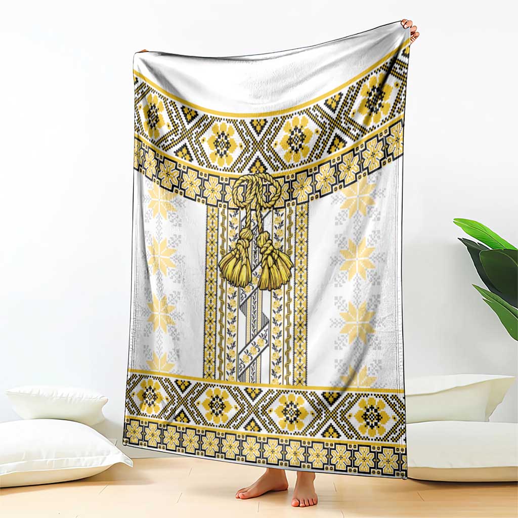 Ukraine Blanket Traditional Braided Rope Belt Yellow Folk Pattern