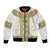 Ukraine Bomber Jacket Traditional Braided Rope Belt Yellow Folk Pattern