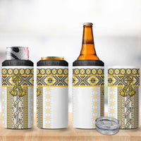 Ukraine 4 in 1 Can Cooler Tumbler Traditional Braided Rope Belt Yellow Folk Pattern