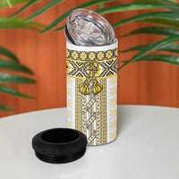 Ukraine 4 in 1 Can Cooler Tumbler Traditional Braided Rope Belt Yellow Folk Pattern